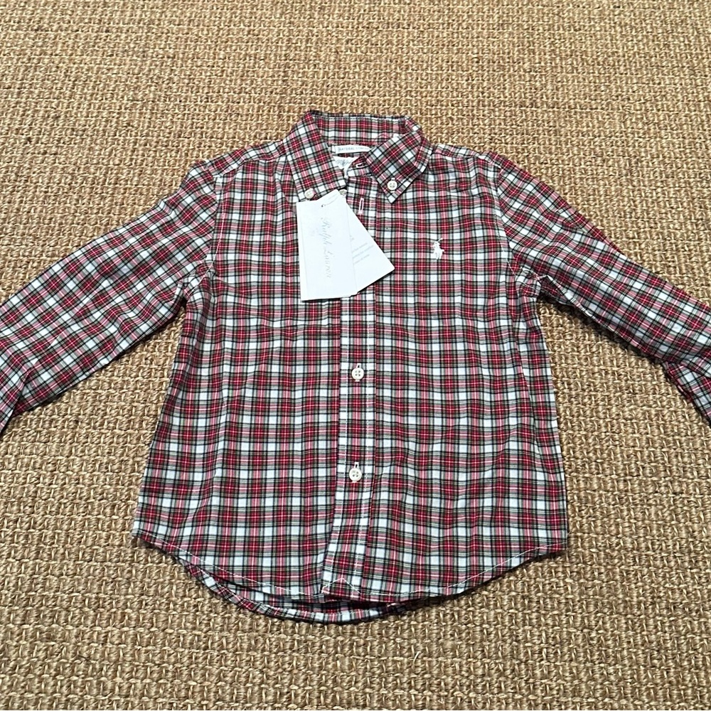 Ralph Lauren holiday plaid button down NWT 24 mo